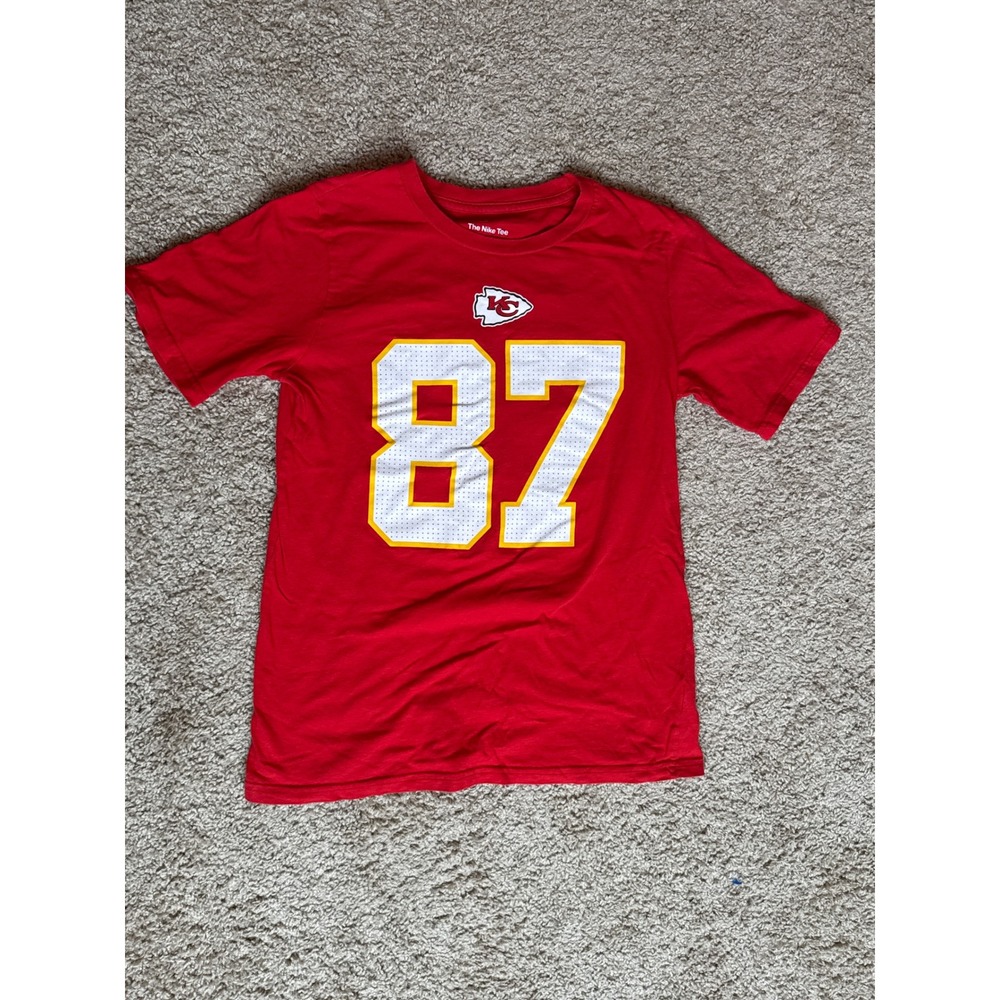 Nike Kansas City Chiefs Travis Kelce 87 Kids Red T-Shirt Youth Medium L Large